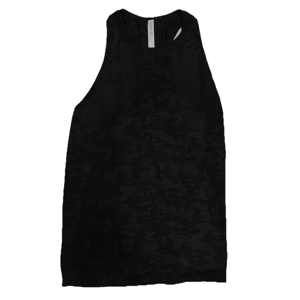 NEW Lululemon Mile Ahead‎ Tank Black Camouflage SIZE 10 Sports Running Outdoor